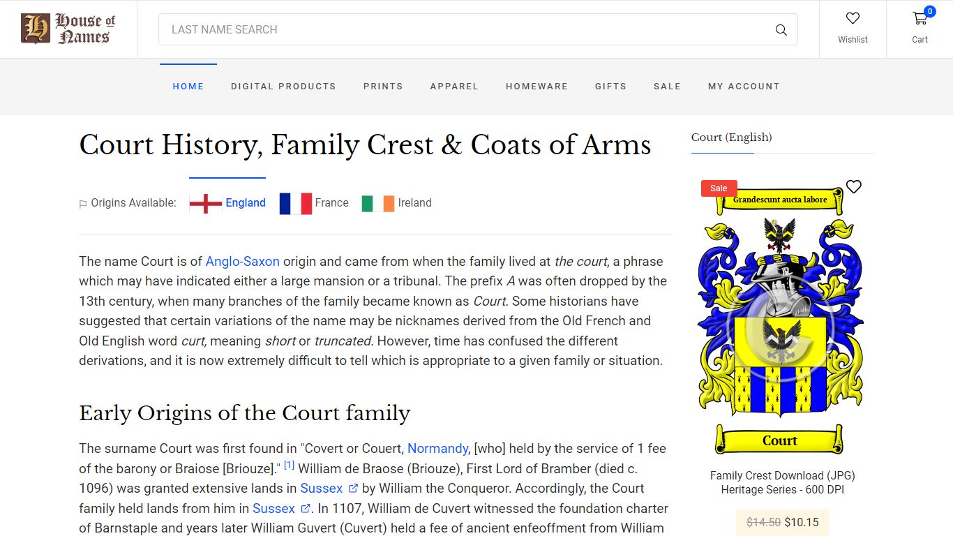 Court Name Meaning, Family History, Family Crest & Coats of Arms